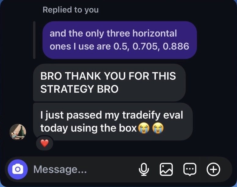 Direct message from Kryz: thank you for this strategy, I just passed my Tradeify eval using the box.