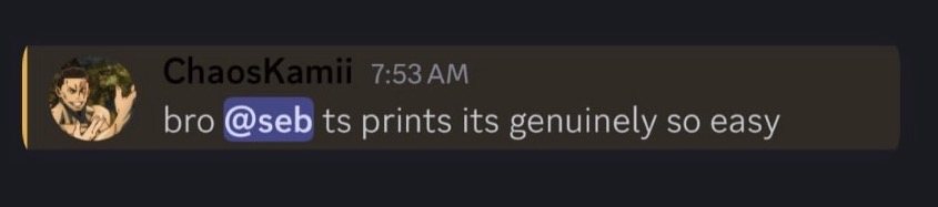 Discord message from ChaosKamii: this prints, it is genuinely so easy.
